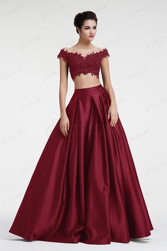 Maroon Off Shoulder Dress