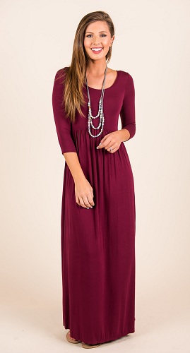 Maroon Maxi kjole