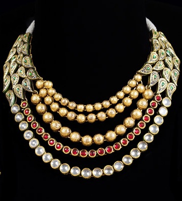flerlags-designer-guld-kundan-og-rubin-halskæde