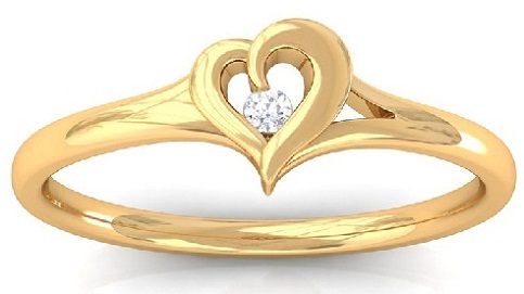 Guld diamantring med hjerte til kvinder