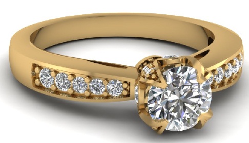 Bryllupsguld diamantring til kvinder