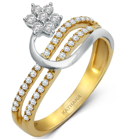 Arany gyémánt virágos gyűrűk nőknek