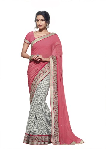 Rózsaszín Laxmipati Saree 1