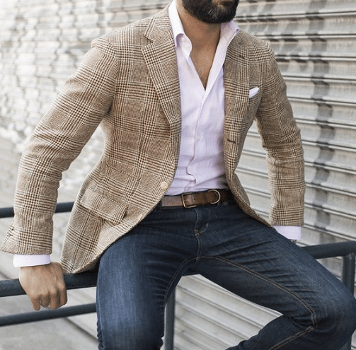 T -shirt med blazer i mønster