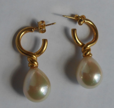 Perle guld øreringe Design i 2 gm