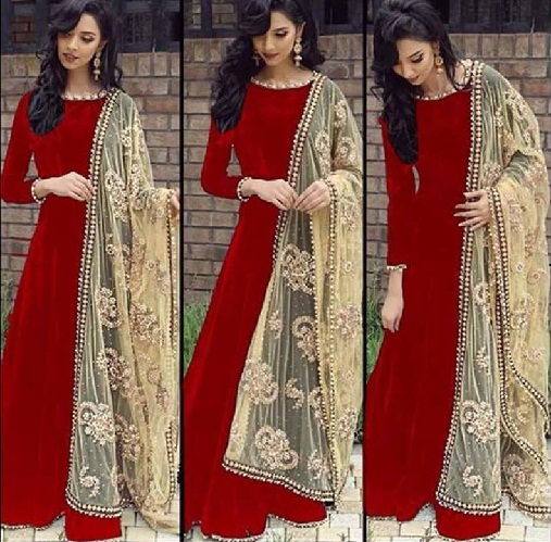 Varrott selyem Salwar öltöny