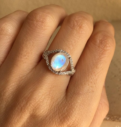 Orange-blå Moonstone ring