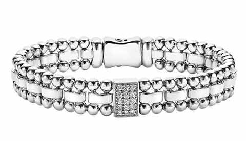 Négyszögletes linkek Diamond Studded Mens Platinum karkötő