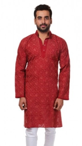 Lucknowi Red Kurta