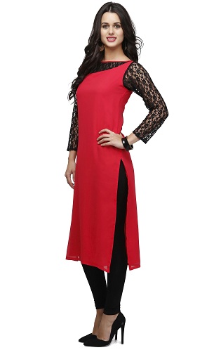 Rød Kurti til kvinder