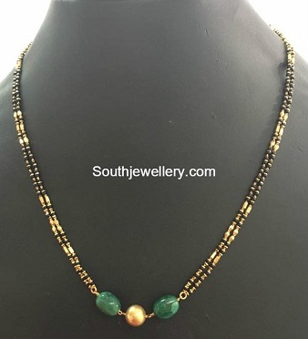 Letvægts sorte perler Mangalsutra