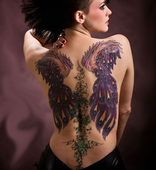 Tilbage tatoveringer til kvinder Abstrakte vinger