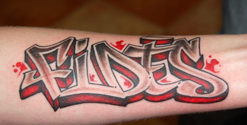 Lettered Graffiti Tattoo