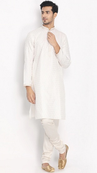 Manyavar White broderet Kurta pyjamas