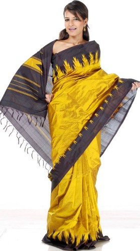 Golden Sennep Bomkai Saree