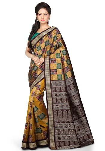 Flerfarvet Bomkai Handloom Wedding Saree