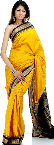 Den gule Bomkai Silk Saree