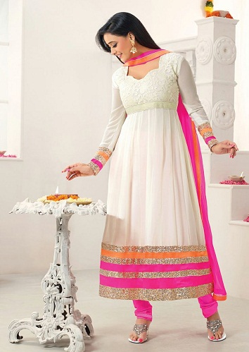Faux Georgette White Salwar Suit