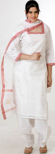 Fehér Chanderi Salwar öltöny