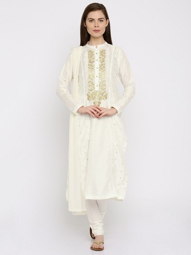 Hvid broderet Salwar Kameez
