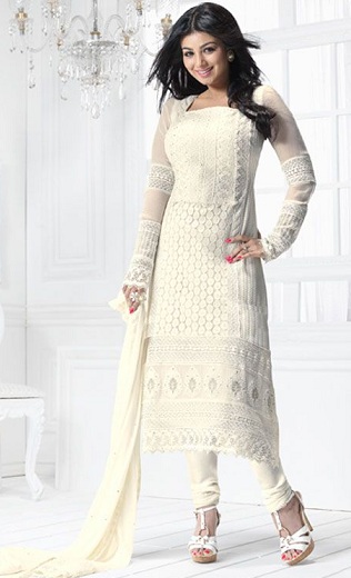 Hvid Churidar Salwar Kameez