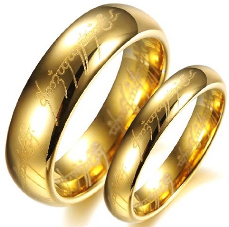 Bibelgraveret guldring med par