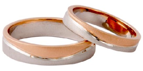 Platina-rózsa arany pár gyűrű