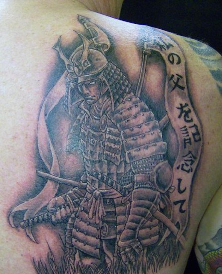 Samurai Warrior med Kanji Wording