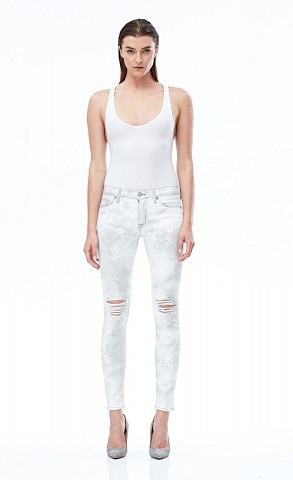 Mid Waist Skinny White Denim Kvinder Jeans