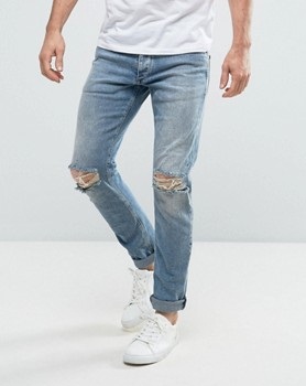 Knæskårne mænd Denim Jean