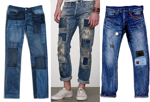 Patchwork Denim Jean til mænd