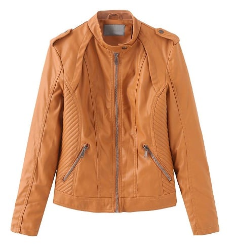 Kvinder Casual Tan Brown Læder Blazer