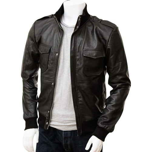 Bomber læder blazer jakke til mænd