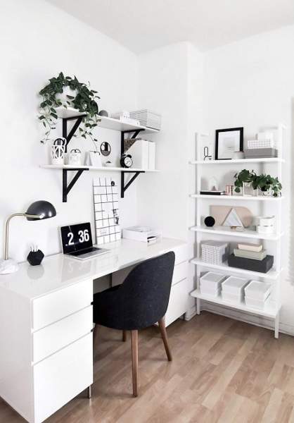 Fekete -fehér otthoni irodai ötletek