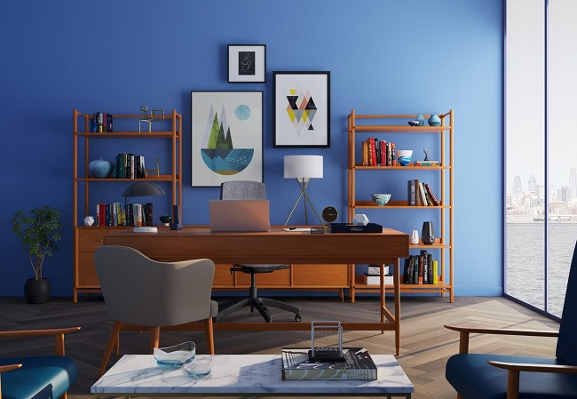 Kék otthoni irodai ötletek