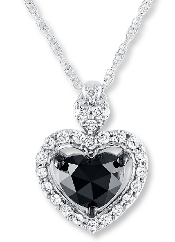 Hjerteformet vedhæng i sort diamant
