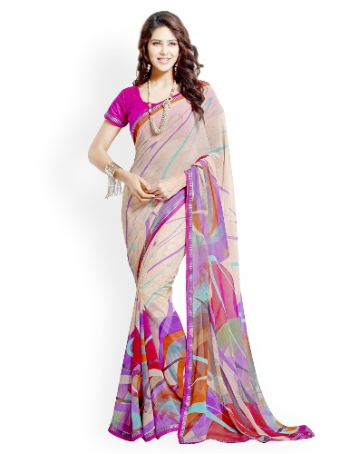Silke Nalli Saree med farverige mønstre
