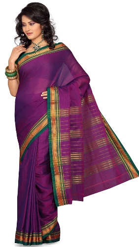 A lila pamut Nalli Saree