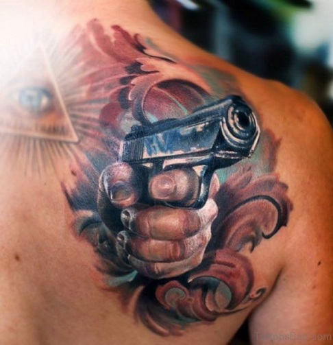 3D Gun Tattoo Designs