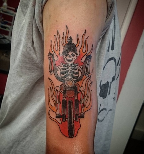 skelet Biker Tattoo Design