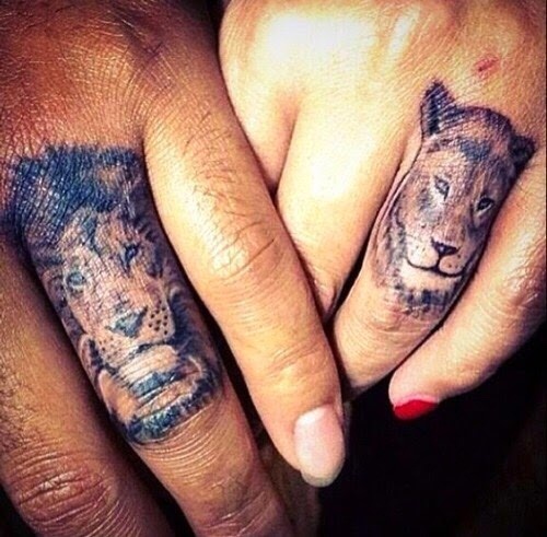Lille løve og løvinde tatovering til par