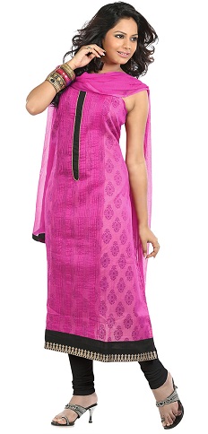 Pink og sort silke Salwar Suit Design