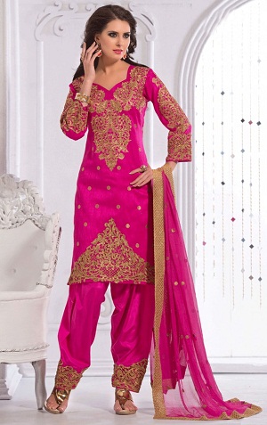 Hímzett selyem Salwar Kameez Design