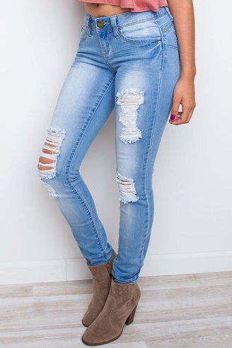 Distressed Pencil Jeans