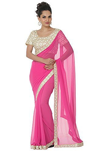 Plain Saris-Baby Pink Sima Sari 6