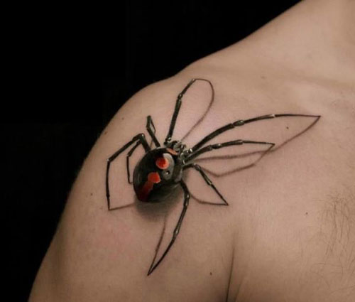 3D pók tetoválás a vállán