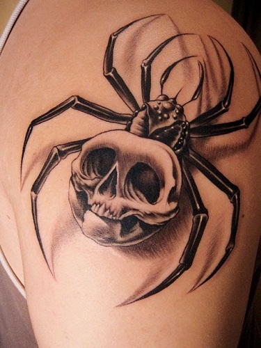 Pók koponya tetoválás