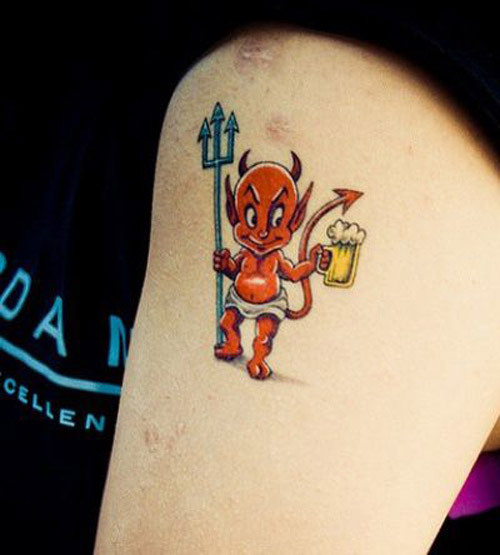 Hagyományos ördög Ámor tetoválás tervezés