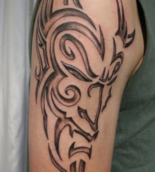 Simple Black Devil Tattoo Sleeve