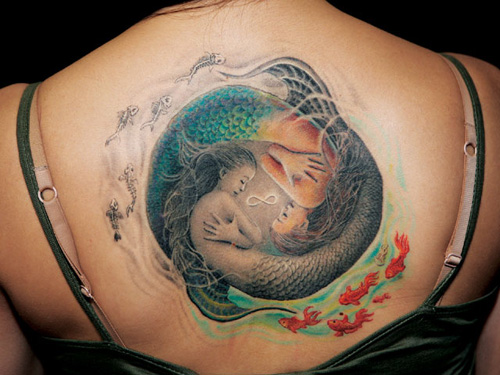 Dupla hableány tetoválás nőknek